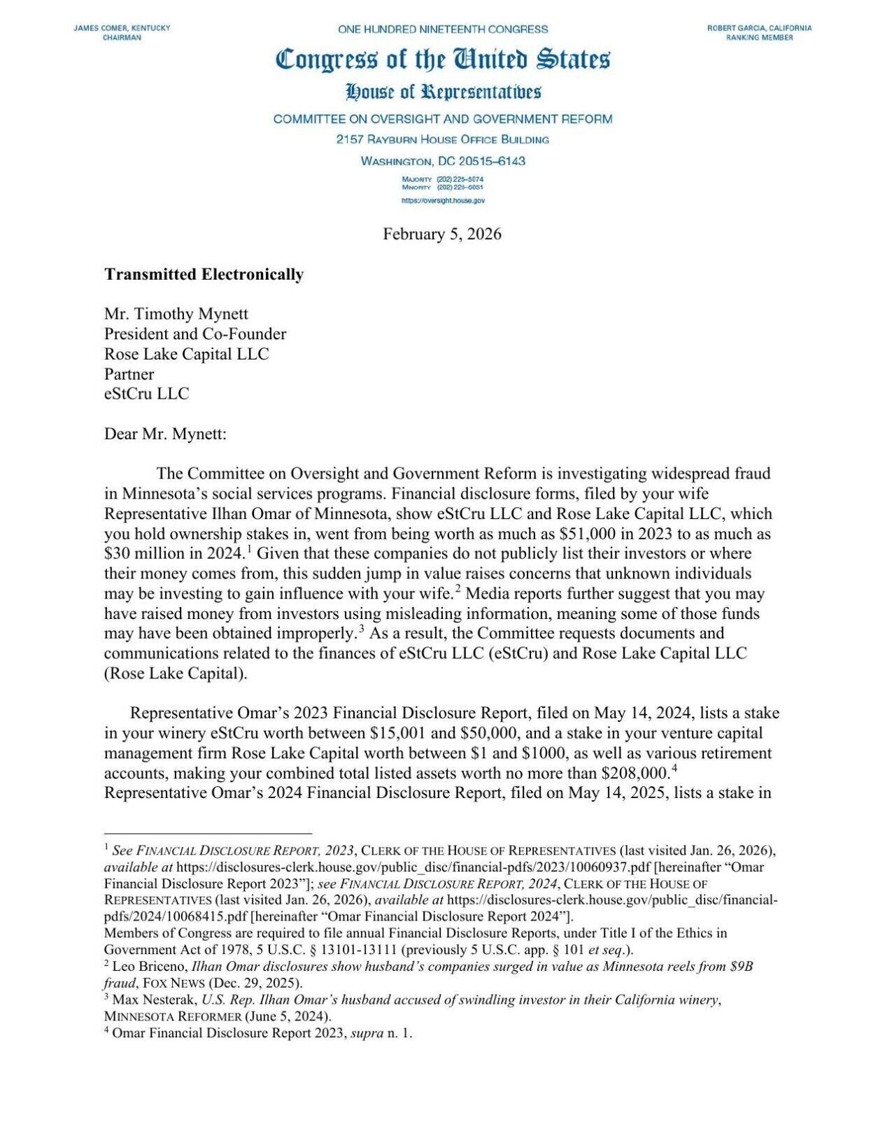 Over $29 Million Jump in Rep. Ilhan Omar’s Husband’s Companies Sparks House Oversight Probe